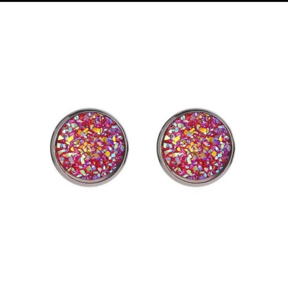 💖🎀Pink Druzy Stainless Steel Earings🎀💖
